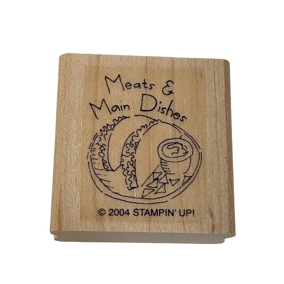 Stampin Up! 2004 Whats For Dinner Recipe Rubber Stamp Set Veggies Cake Cooking P - Picture 12 of 13